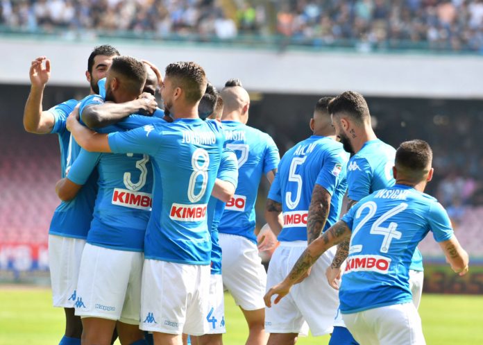 Esultanza del Napoli dopo il 3-0 al Cagliari, Serie A 2017-2018
